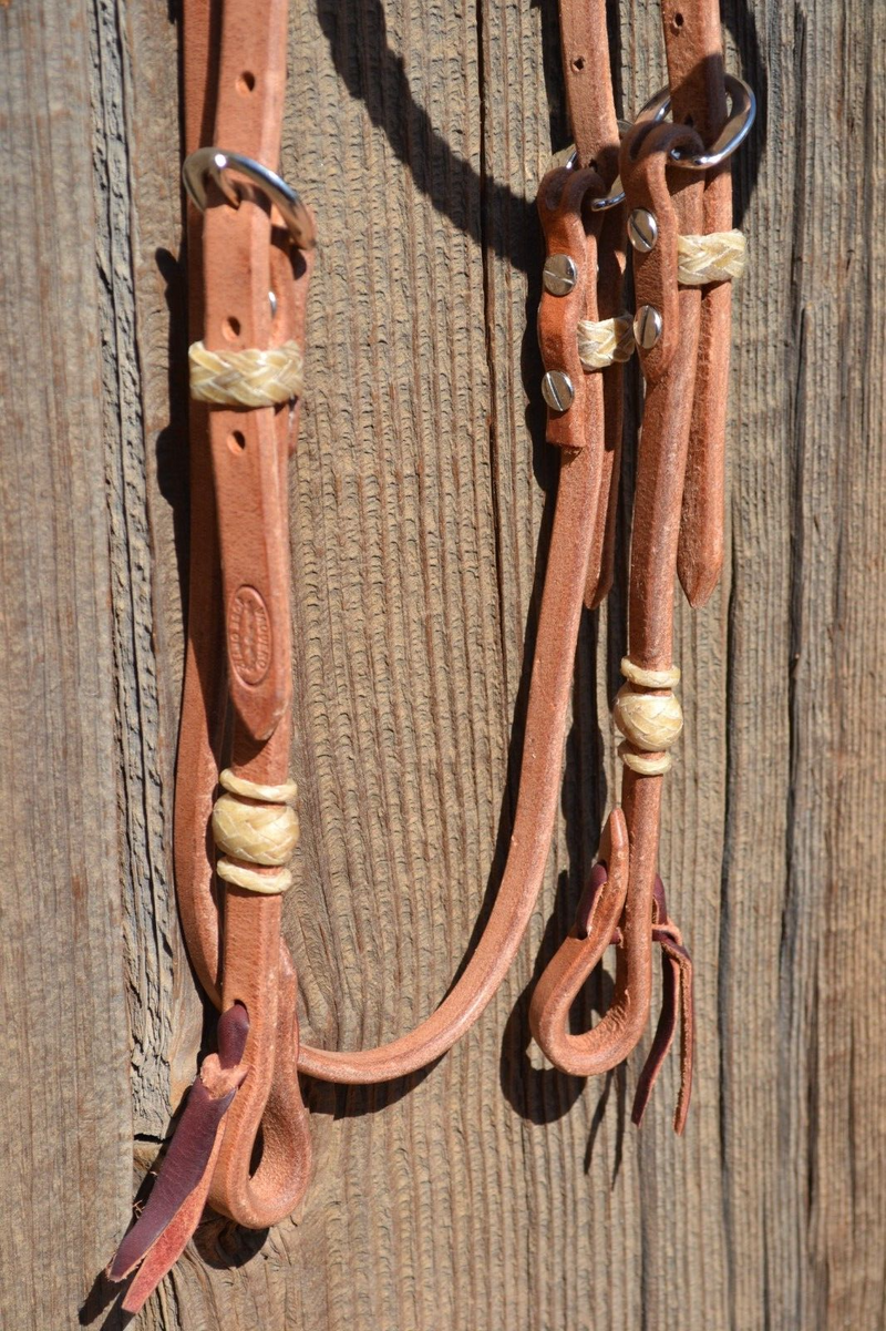 Jose Ortiz Harness Leather Shape Browband Headstall Natural Rawhide Knots