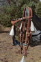 Jose Ortiz Harness Futurity Cross-Over Headstall Natural/Turquoise Rawhide