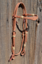 Jose Ortiz Harness Leather Shape Browband Headstall Natural Rawhide Knots