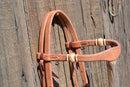 Jose Ortiz Harness Leather Shape Browband Headstall Natural Rawhide Knots