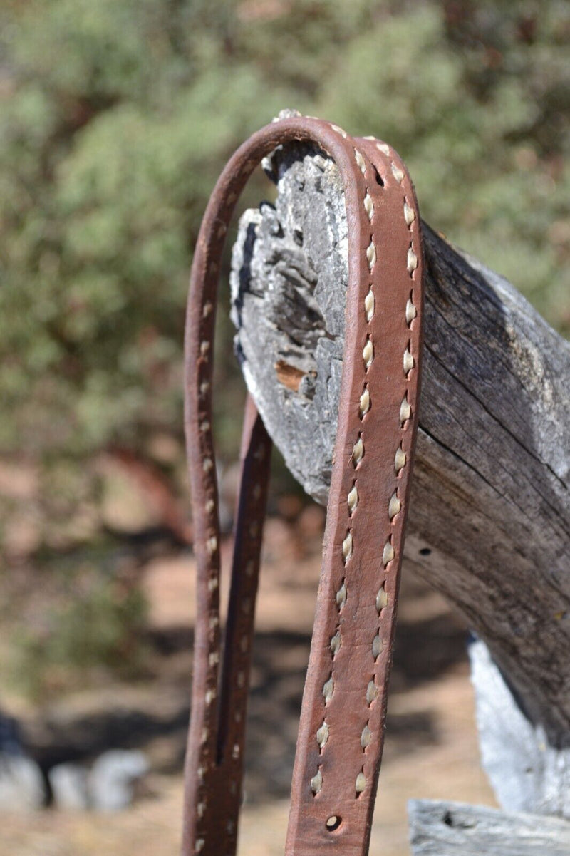 Jose Ortiz 1" Harness Split Ear Headstall Rawhide Buckstitch  - Round Buckle