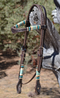 Jose Ortiz Dark Chocolate Oil Shape Brow Headstall Natural/Lt Turquoise Rawhide