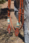 Jose Ortiz Medium Oil Shape Brow Headstall Natural/Turquoise Rawhide