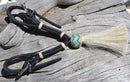 Jose Ortiz Black Harness Nat/Turquoise Rawhide White Tassel Buckle Curb Strap